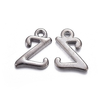 Gunmetal Plated Alloy Letter Pendants, Rack Plating, Letter.Z, 13x10x2mm, Hole: 1.5mm