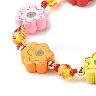 Flower Printed Natural Wood Braided Bead Bracelet for Teen Girl Women(BJEW-JB06915-01)-3