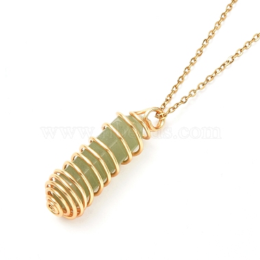 Double Pointed Mixed Stone Pendant Necklace for Girl Women(NJEW-JN03684)-4