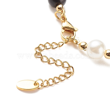 Ожерелье из сплава eaneml yin yang charm с пластиковым искусственным жемчугом из бисера для женщин(NJEW-JN03913)-6
