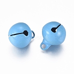 Baking Paint Iron Bell Pendants, Round, Cornflower Blue, 17x13.5mm, Hole: 2.5mm(IFIN-WH0052-03A)
