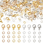 400pcs 4 Colors Alloy Lobster Claw Clasps, with 800pcs Jump Rings, Mixed Color, 12x7x3mm, Hole: 1.2mm(FIND-TA0008-94)