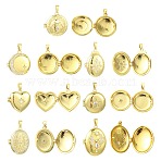 7Pcs 7 Styles Brass Micro Pave Clear Cubic Zirconia Locket Pendants, Mixed Shapes, 18.5~25x17~19.5x7~9.5mm, Hole: 1.5~2.5x3.5~4.5mm, 1pc/style(KK-CJ0005-71)