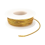 10M Round Elastic Cord, with Polyester Outside and Rubber Inside, Gold, 1mm, about 10.94 Yards(10m)/Set(EC-YW0001-03B)