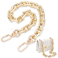 Brass Covered Aluminum Cross Chain Bag Handles, with Spring Gate Ring, Oval, 67x2.2cm(PURS-WH0005-73LG-02)
