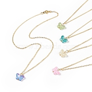 5Pcs 5 Color Glass Butterfly Pendant Necklaces Set with Brass Cable Chains for Women, Mixed Color, 17.72 inch(45cm), 1Pc/color(NJEW-JN04091)