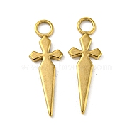 Ion Plating(IP) 304 Stainless Steel Pendants, Cross Charm, Real 18K Gold Plated, 30x10x2mm, Hole: 4mm(STAS-P341-35G)