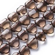 Natural Smoky Quartz Beads Strands, Grade A, Heart, 9.5x10x5.5mm, Hole: 1mm, about 40pcs/Strand, 14.76 inch(37.5cm)(G-K417-01)