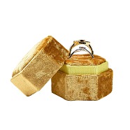 Gorgecraft Velvet Ring Boxes, Hexagon, Gold, 4.3x4.9x4.3cm(VBOX-GF0001-02D)
