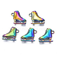 Rainbow Color Alloy Pendants, Cadmium Free & Nickel Free & Lead Free, Ice Skates, 17.5x20.5x6.5mm, Hole: 2mm(PALLOY-N156-148-NR)