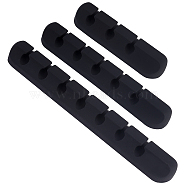 Silicone Cable Data Line Holder Organizer Clip Set, with Self-adhesive, Rectangle, Black, 70~135x20x13mm, Inner Diameter: 6mm, 3pcs/set, 1set(FIND-GF0002-55A)