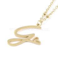 304 Stainless Steel Pendant Necklaces, Letter Charms, Letter G, 16.22 inch(41.2cm), Pendant: 20.5x21.5x1.3mm(NJEW-H029-02G-G)