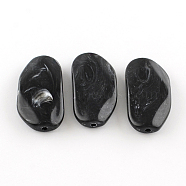 Acrylic Beads, Imitatin Jade Style, Black, 45x24x9mm, Hole: 2.5mm, about 65pcs/500g(MACR-R463-1)