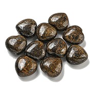 Natural Bronzite Beads, Half Drilled, Heart, 15.5x15.5x8mm, Hole: 1mm(G-P531-A23-01)