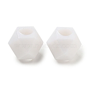 Opaque Acrylic European Beads, Large Hole Beads, Faceted, Bicone, White, 11x10x8mm, Hole: 4mm, about 1515pcs/500g(SACR-L007-029B)