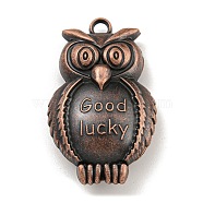 Tibetan Style Alloy Pendants, Owl
, Cadmium Free & Lead Free, Red Copper, 43x26x11mm, Hole: 3.5mm(FIND-C052-17R)