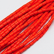 Synthetic Turquoise Beads Strands, Dyed, Column, Orange Red, 6x4mm, Hole: 1mm, about 64pcs/strand, 15.5 inch(TURQ-G120-4x6mm-06)