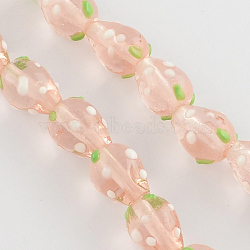 Handmade Lampwork 3D Strawberry Beads, Pink, 13~16x11mm, Hole: 2mm(X-LAMP-R109B-16)