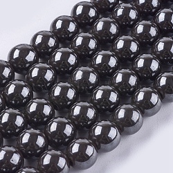 Magnetic Synthetic Hematite Beads Strands, Grade A, Round, Black, 10mm, Hole: 2mm, 15.5 inch(G-Q893-10mm)