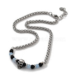 Natural Mixed  Gemstone with 201 Stainless Steel Necklaces, 20.67 inch(52.5cm)(NJEW-Q334-01A)