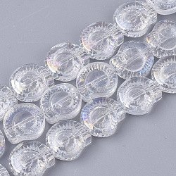 Electroplate Glass Beads Strands, AB Color Plated, Spiral Shell Shape, Clear AB, 12x11.5x4.5mm, Hole: 1mm, about 50~51pcs/Strand, 24.41 inch(62cm)(X-EGLA-S190-04)