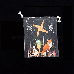 Tarot Card Storage Bag, Cloth Drawstring Bags, for Witchcraft Wiccan Altar Supplies, Rectangle, Fox, 160~165x135mm(WICR-PW0001-09-30)