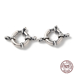 925 Thailand Sterling Silver Spring Ring Clasps, Tibetan Style Ring Clasps, with 925 Stamp, Antique Silver, 23x13x2.8mm, Hole: 2.5mm(STER-D003-60C-AS)