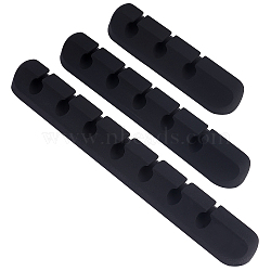 Silicone Cable Data Line Holder Organizer Clip Set, with Self-adhesive, Rectangle, Black, 70~135x20x13mm, Inner Diameter: 6mm, 3pcs/set, 1set(FIND-GF0002-55A)