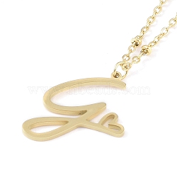 304 Stainless Steel Pendant Necklaces, Letter Charms, Letter G, 16.22 inch(41.2cm), Pendant: 20.5x21.5x1.3mm(NJEW-H029-02G-G)