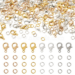 400pcs 4 Colors Alloy Lobster Claw Clasps, with 800pcs Jump Rings, Mixed Color, 12x7x3mm, Hole: 1.2mm(FIND-TA0008-94)