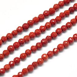 Natural Red Jasper Beads Strands, Faceted, Round, FireBrick, 2mm, Hole: 0.5mm(X-G-J002-22)