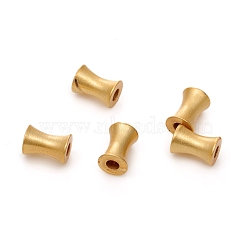 Brass Beads, Long-Lasting Plated, Matte Style, Diabolo, Real 18K Gold Plated, 6x4mm, Hole: 1.6mm(KK-G390-25MG)