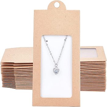 Foldable Creative Kraft Paper Box, Wedding Favor Boxes, Favour Box, Paper Gift Box, with Clear Window and Display Card, Rectangle, BurlyWood, 15.5x6.7cm