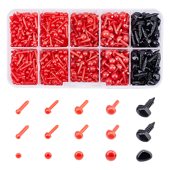 Plastic Eyes & Nose Doll Craft Making Kits, Stuffed Toy Accessories, Mixed Color, 11x3mm, 720pcs/box