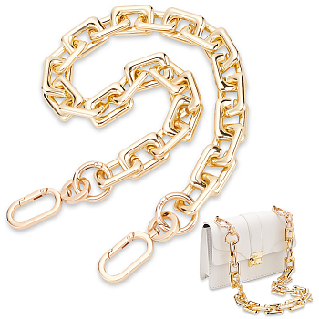 Brass Covered Aluminum Cross Chain Bag Handles, with Spring Gate Ring, Oval, 67x2.2cm