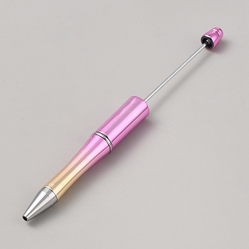Plastic Beadable Pens, Ball-Point Pen, for DIY Personalized Pen with Jewelry Bead, Pearl Pink, 147~151x11.5mm