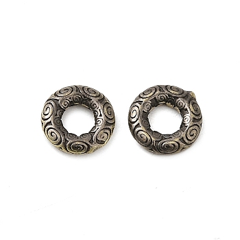 Tibetan Style Rack Plating Brass Bead, Long-Lasting Plated, Ring, Brushed Antique Bronze, 7.5x2mm, Hole: 3.5mm