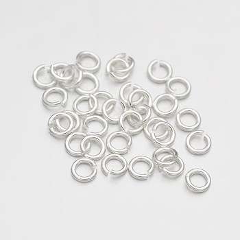 Brass Open Jump Rings, Silver Color Plated, 18 Gauge, 8x1mm, Inner Diameter: 6mm, about 3400pcs/500g