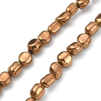 Electroplated Synthetic Non-magnetic Hematite Beads Strands, Long-Lasting Plated, Rice, Copper Plated, 5~7x6~7x5~7mm, Hole: 0.8~0.9mm, about 64~65pcs/strand, 15.75~16.54 inch(40~42cm)
