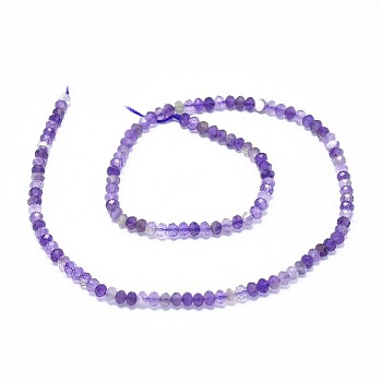 Natural Amethyst Beads Strands, Faceted, Rondelle, 3.5~4x2~2.5mm, Hole: 0.7mm, about 43pcs/strand, 15.5 inch(39.5cm)