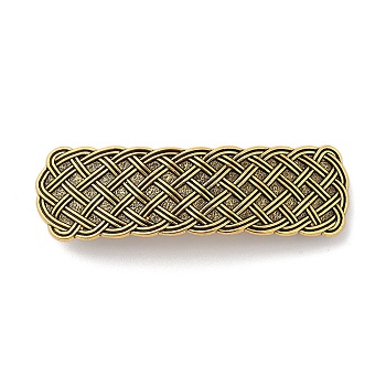 Alloy Retro Hair Barrettes, Hair Accessories for Women & Girls, Rectangle with Woven Pattern, Antique Golden, 82.5x25x13mm