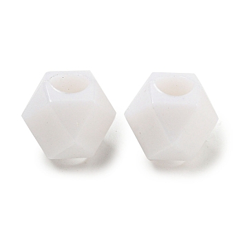 Opaque Acrylic European Beads, Large Hole Beads, Faceted, Bicone, White, 11x10x8mm, Hole: 4mm, about 1515pcs/500g