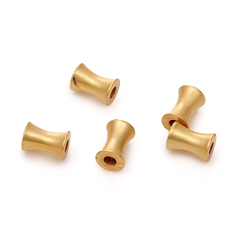 Brass Beads, Long-Lasting Plated, Matte Style, Diabolo, Real 18K Gold Plated, 6x4mm, Hole: 1.6mm