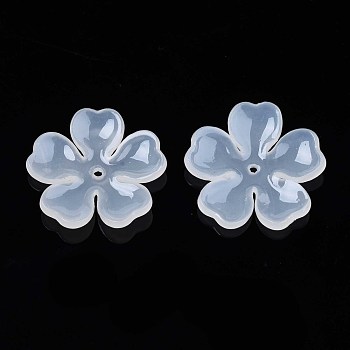 Transparent Acrylic Beads, Flower, White, 29.5x31x4.5mm, Hole: 1.6mm
