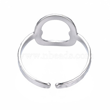 304 Stainless Steel Oval Open Cuff Ring(RJEW-T023-81P)-2