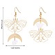 Alloy Moth with Natural Quartz Crystal Beaded Long Dangle Earrings(JE985A)-6
