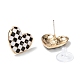 Black and White Checkerboard Heart Stud Earrings(EJEW-Z013-01LG)-2