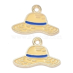 Alloy Enamel Pendants, Beach Hat Charms, Golden, 12.5x19x1mm, Hole: 1.6mm(AL-CBAE435-10G)