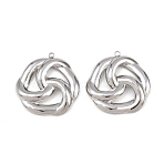 304 Stainless Steel Pendants, Geometric Charm, Stainless Steel Color, 31.5x30.5x4mm, Hole: 1.8mm(STAS-I363-10P)