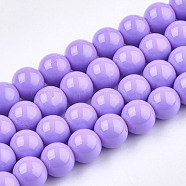 Painted Glass Beads Strands, Baking Paint, Round, Violet, 8mm, Hole: 1.3~1.6mm, about 100pcs/strand, 31.4 inch(X-DGLA-S071-8mm-B38)